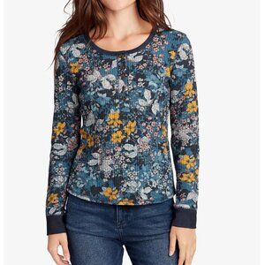 William Rast Monica Printed Waffle-Knit Top